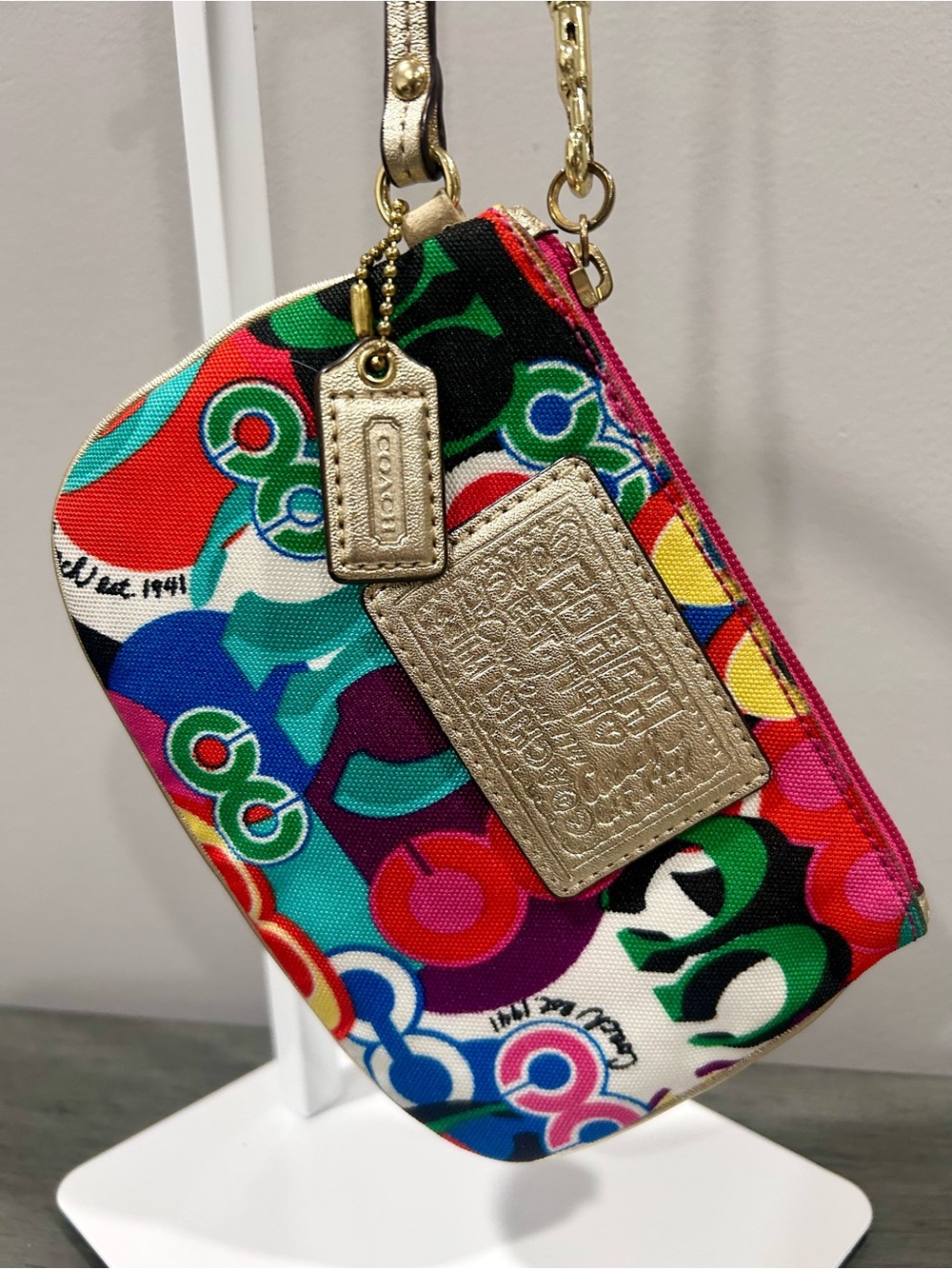 Coach Multicolor Signature Pop Wristlet with Gold Hardware - Picture 2 of 6